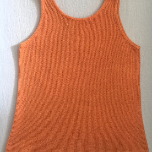 EUC Vintage 80’s Tangerine Orange Knit Designer Cropped Tank Top in Size Small - Picture 10 of 11